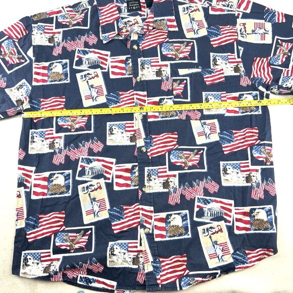 Cotton Trader Sport American Flag Button Down Short Sleeve Mens Shirt Size XL - Picture 8 of 12